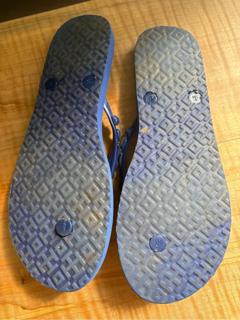 Tory Burch Blue Beaded-Strap Women's Flip Flops 7.5